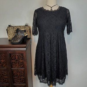 Motherhood Maternity Dressy Black Lace Elbow Sleeve Maternity Dress Size L